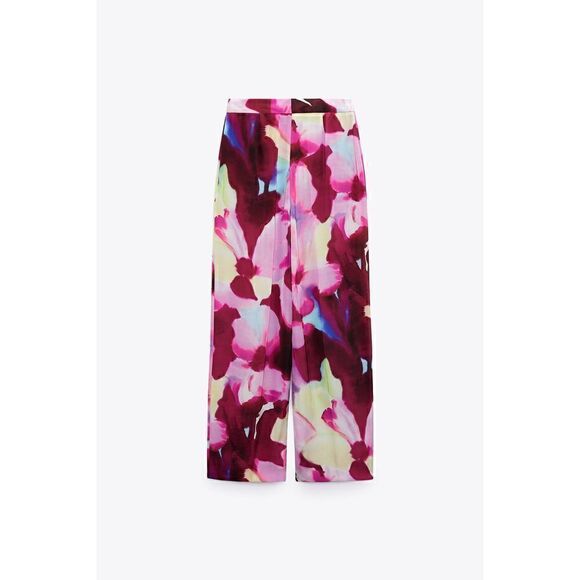 ZARA SATIN PRINTED FLORAL PANTS - Picture 4 of 9